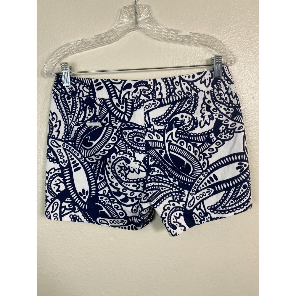 💜 Kenji Blue White Floral Paisley Womens Shorts size 4 Vacation Coastal nautical - Picture 2 of 16